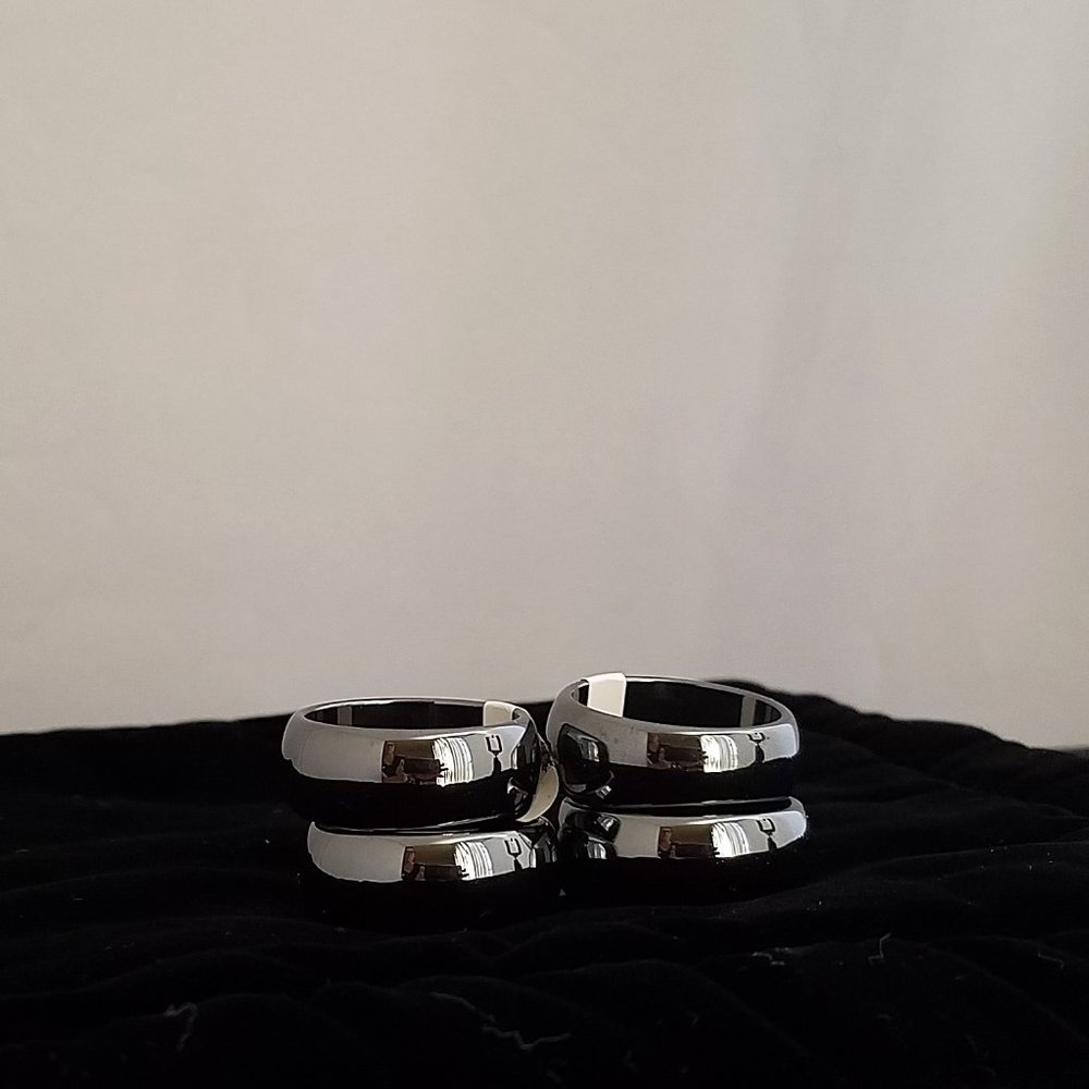 Set of 2 MENS Sz 11.75 HEMATITE rings Unisex - Picture 4 of 7